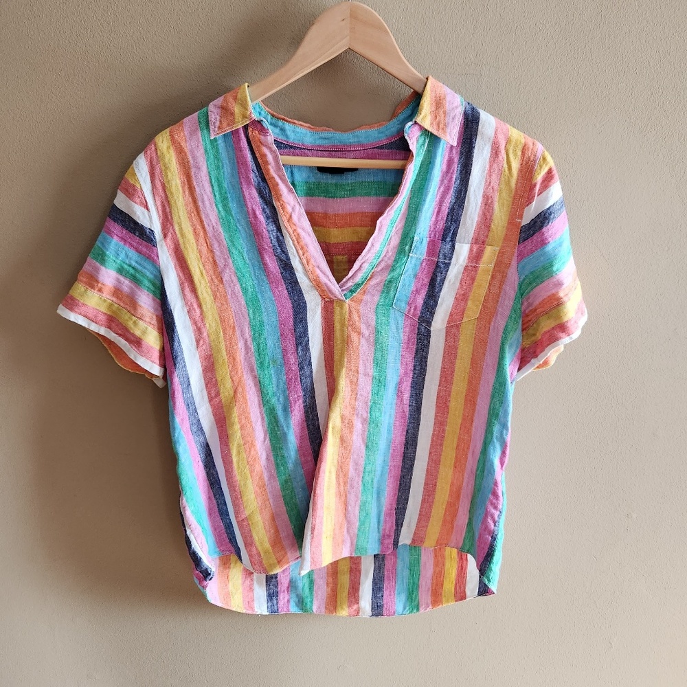 J. Crew linen rainbow top sz S